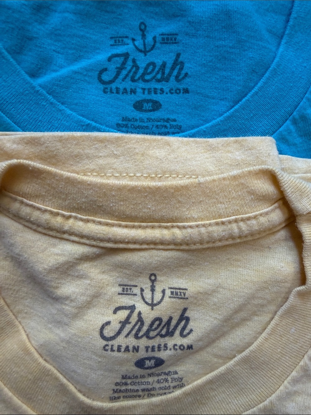 Fresh Clean Tees - Short Sleeve Crew T-Shirts in Teal and Yellow - Picture 2 of 2